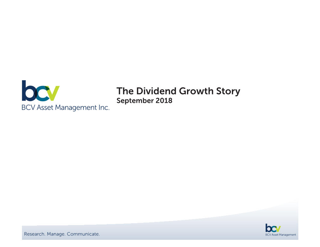 The Dividend Growth Story September 2018
