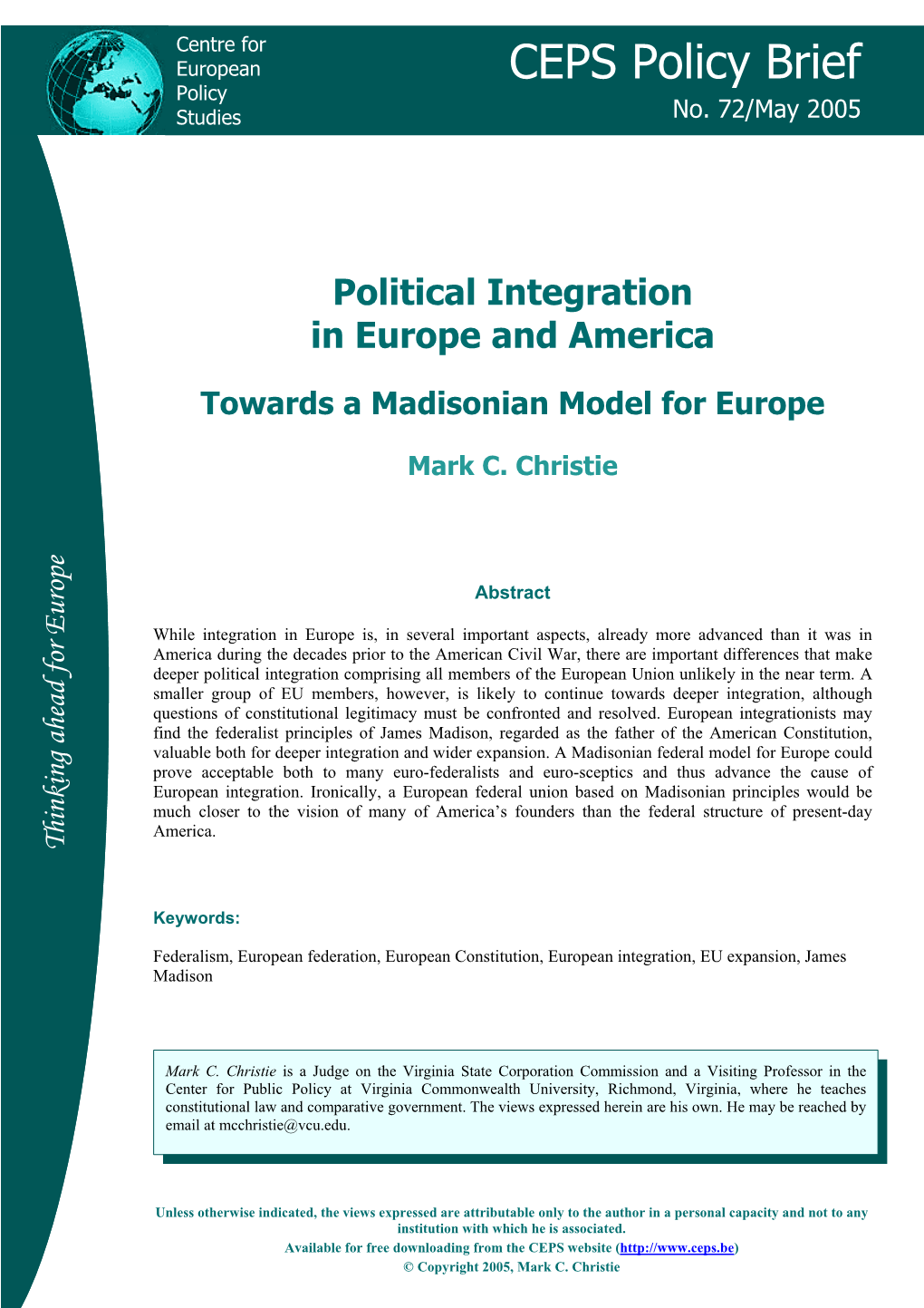 Towards a Madisonian Model for Europe
