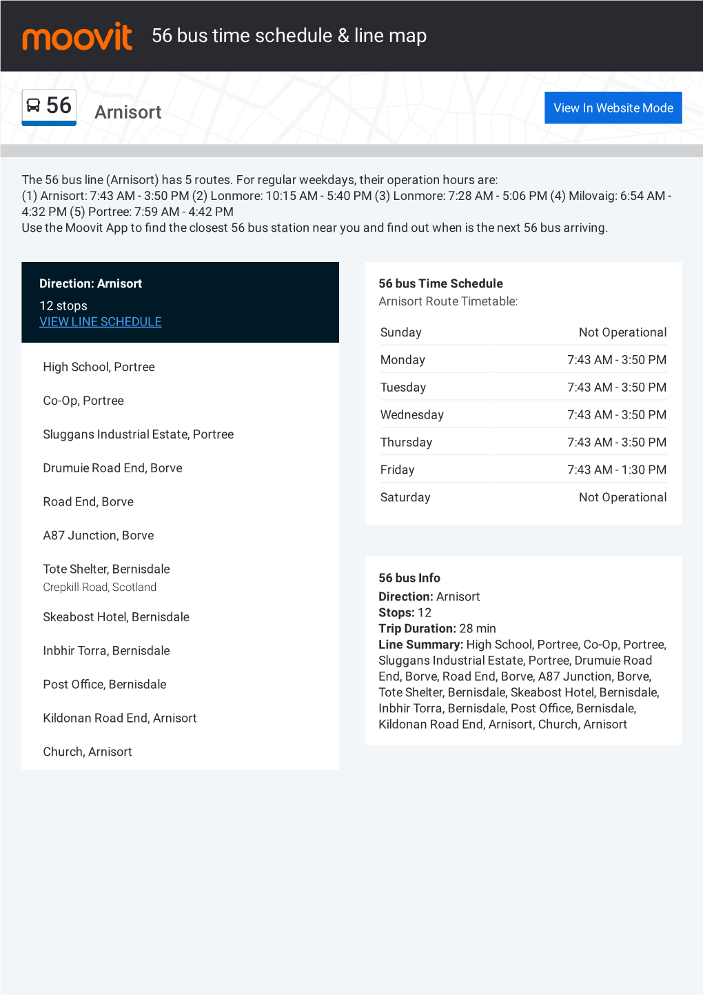 56 Bus Time Schedule & Line Route