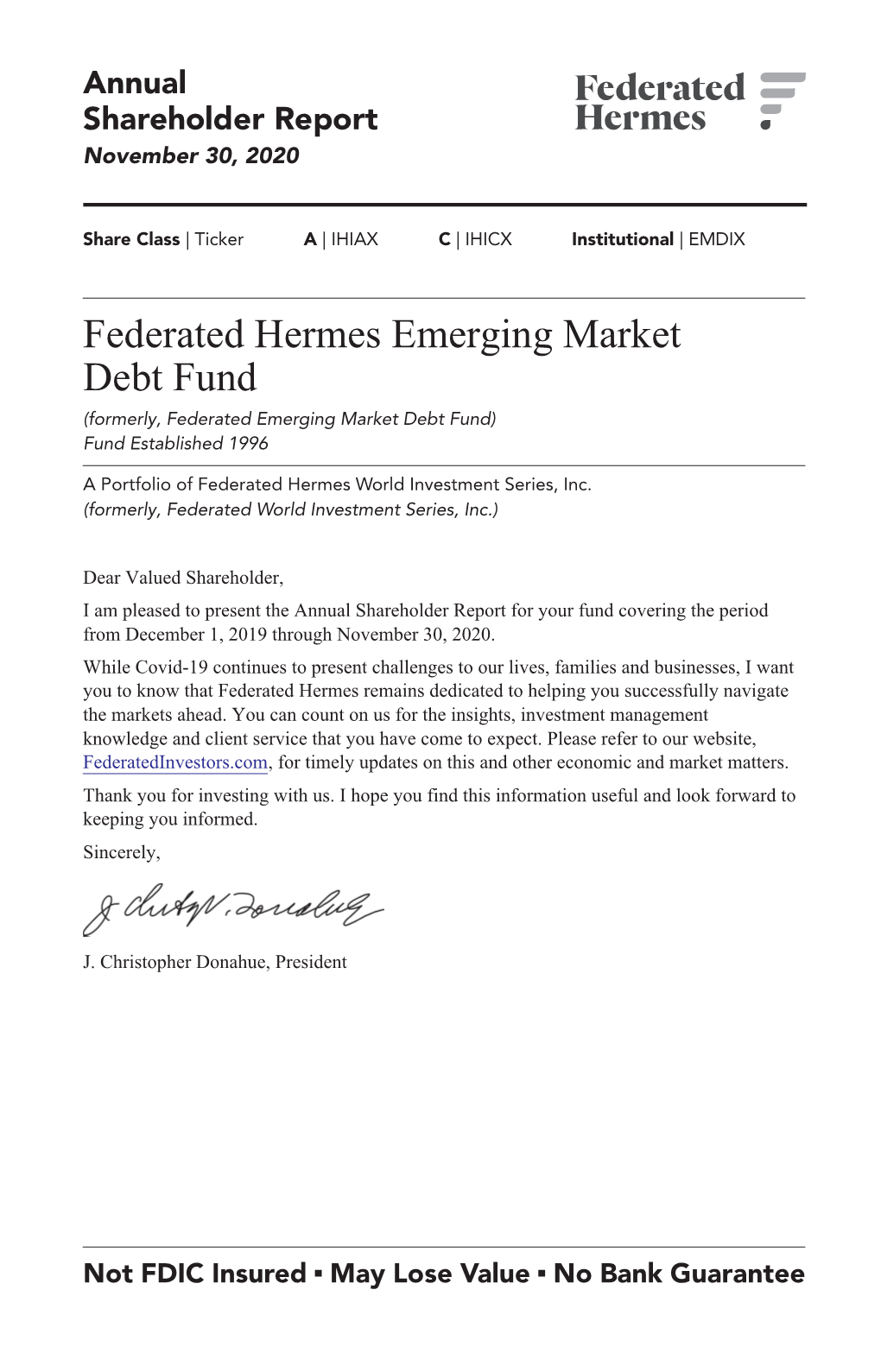 Emerging Market Debt Fund (A, C, and IS Shares)