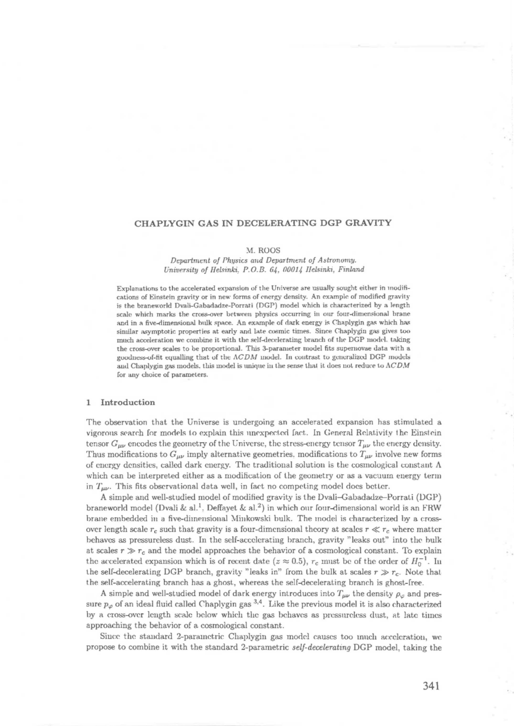 Chaplygin Gas in Decelerating Dgp Gravity