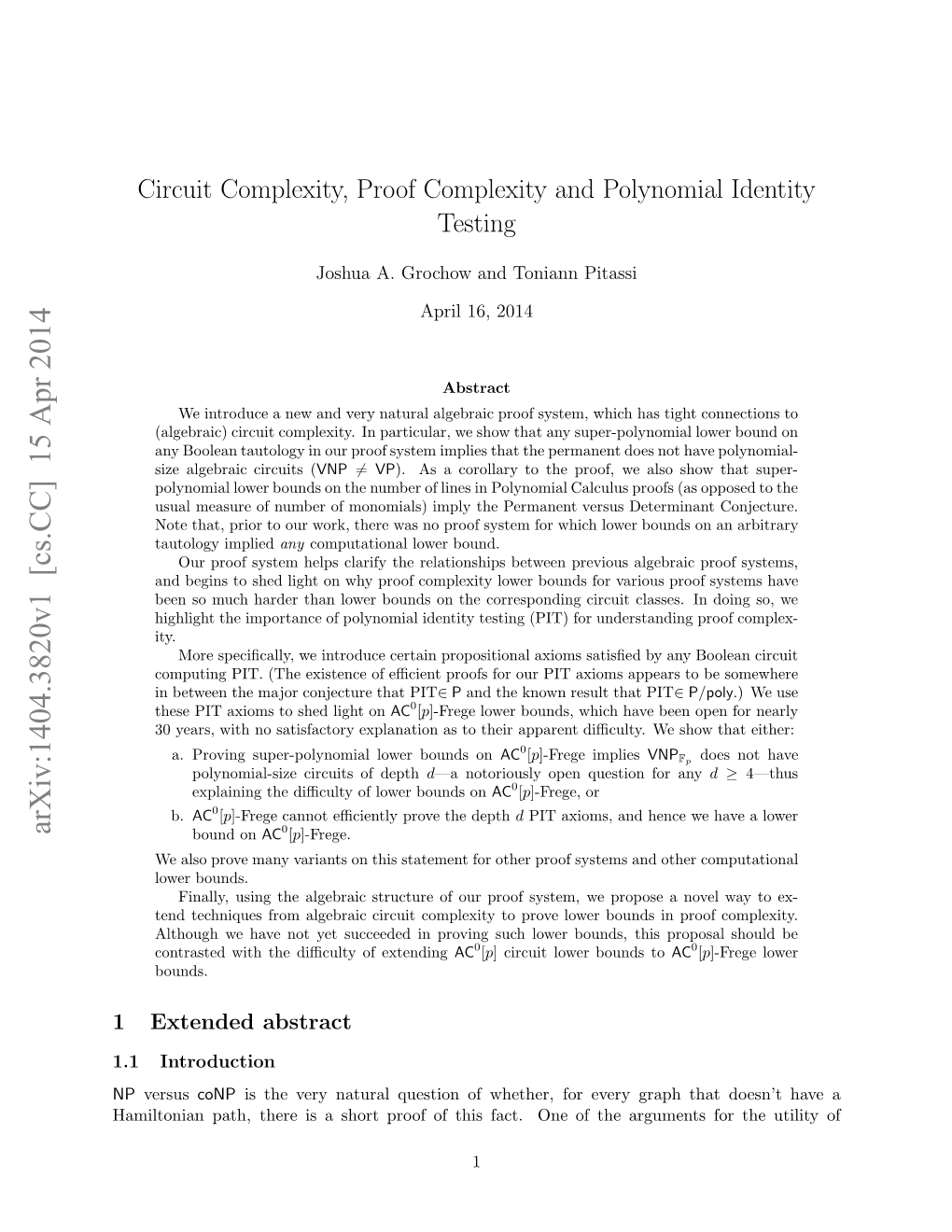 Circuit Complexity, Proof Complexity, and Polynomial Identity Testing