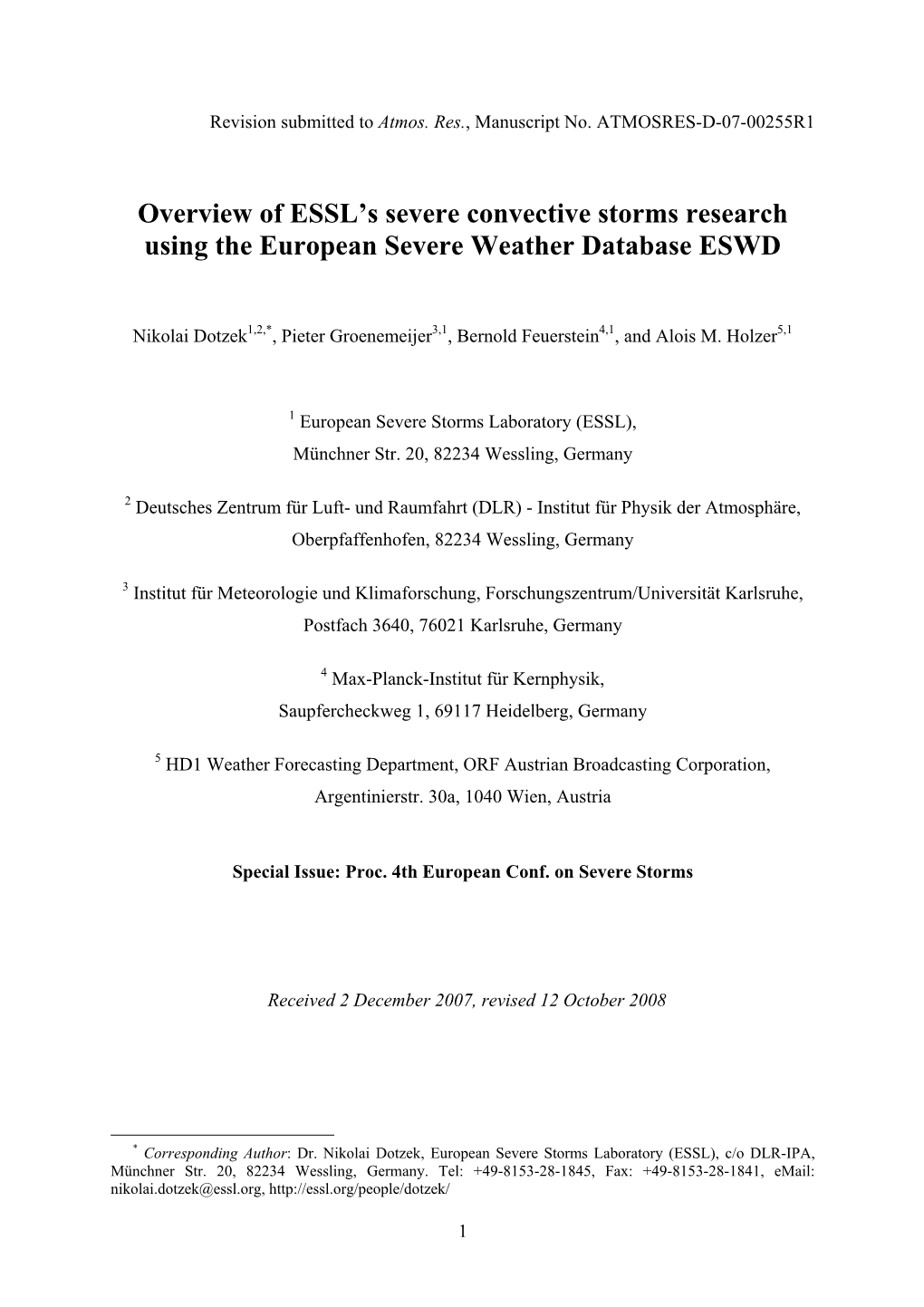 Overview of ESSL's Severe Convective Storms Research Using The
