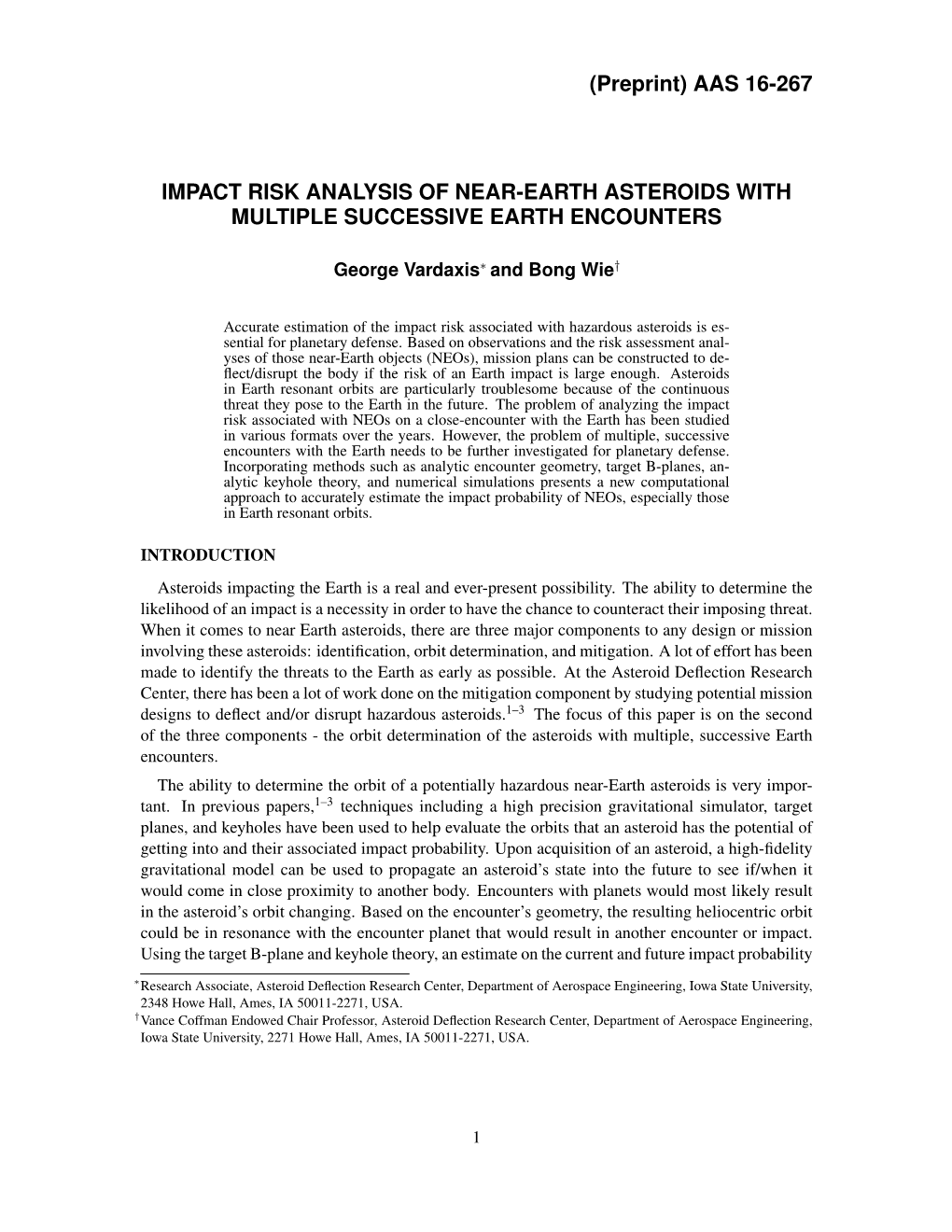 Aas 16-267 Impact Risk Analysis of Near-Earth Asteroids