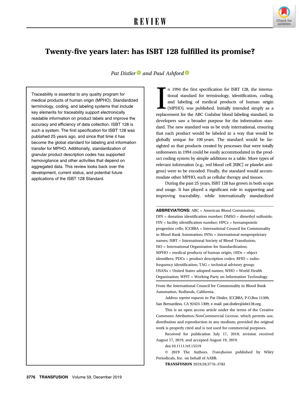 Has Isbt 128 Fulfilled Its Promise?