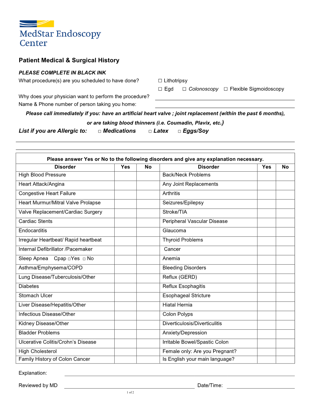 Medical & Surgical History