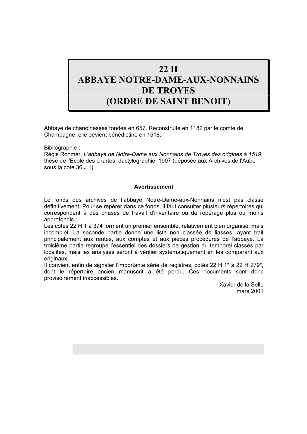 22 H Abbaye Notre-Dame-Aux-Nonnains De Troyes (Ordre De Saint Benoit)