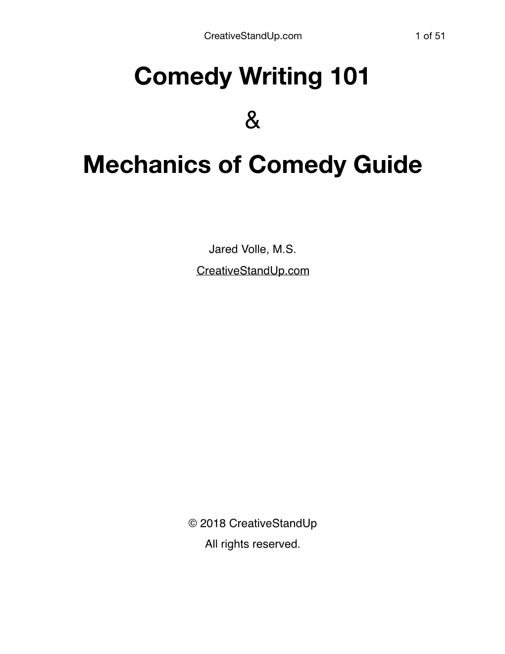 Comedy Writing 101 & Mechanics of Comedy Guide