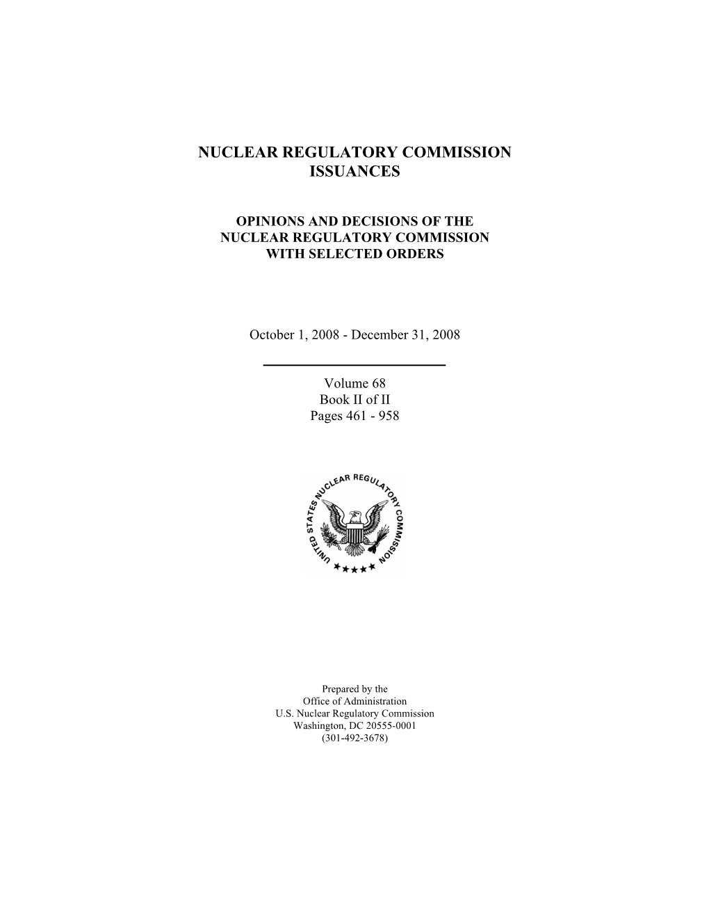 NUREG-0750, Vol. 68, Book II, "Nuclear Regulatory Commission