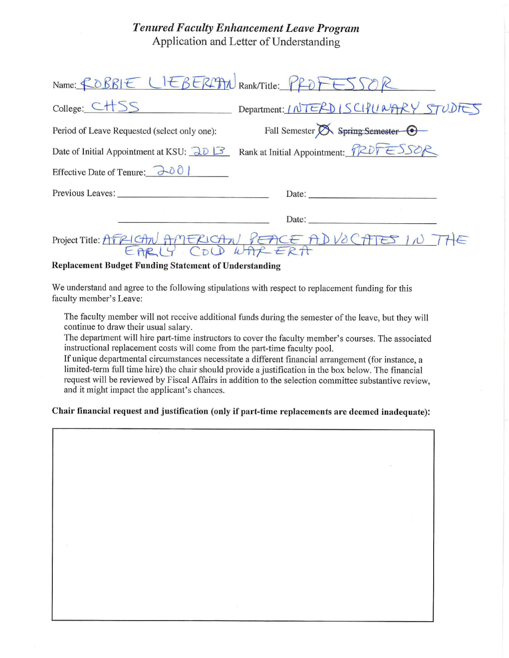 Ft] Vi 7- E Replacement Budget Funding Statement of Understanding