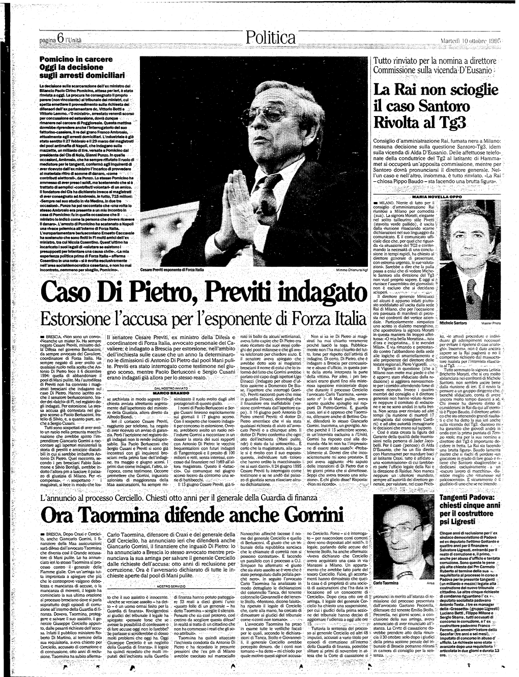 Caso Di Pietro, Previti Indagato