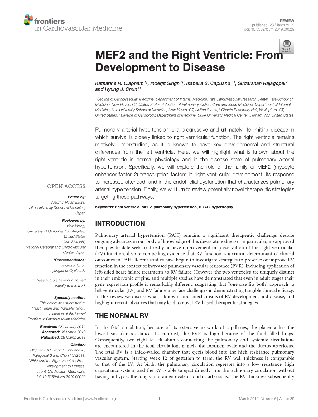 MEF2 and the Right Ventricle: from Development to Disease