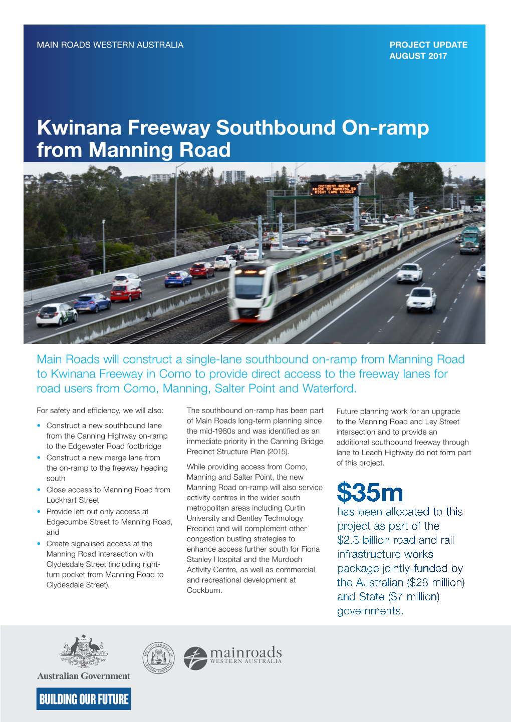 Kwinana Freeway Southbound On-Ramp from Manning Road