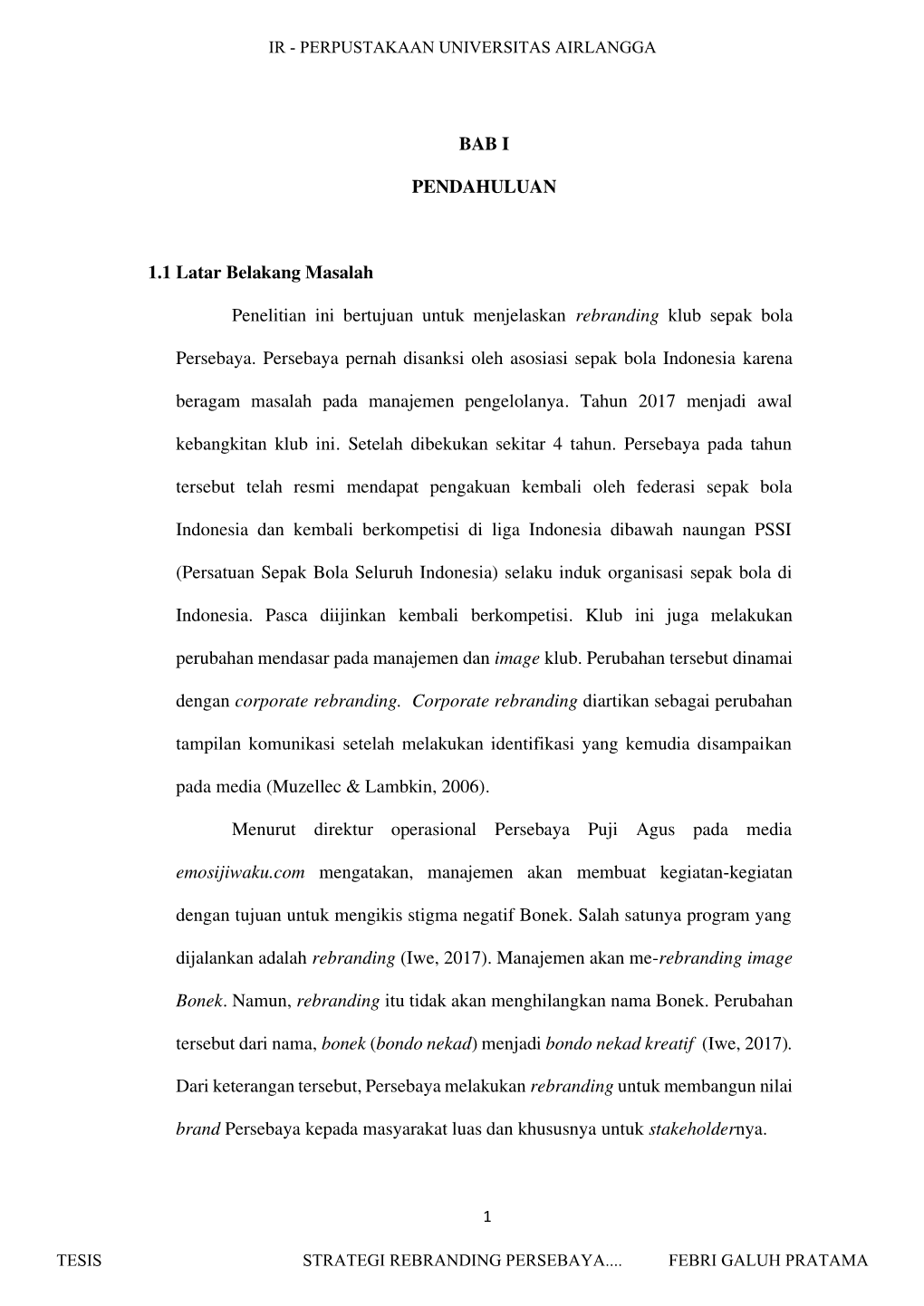 Strategi Rebranding Persebaya Surabaya Dalam Membangun