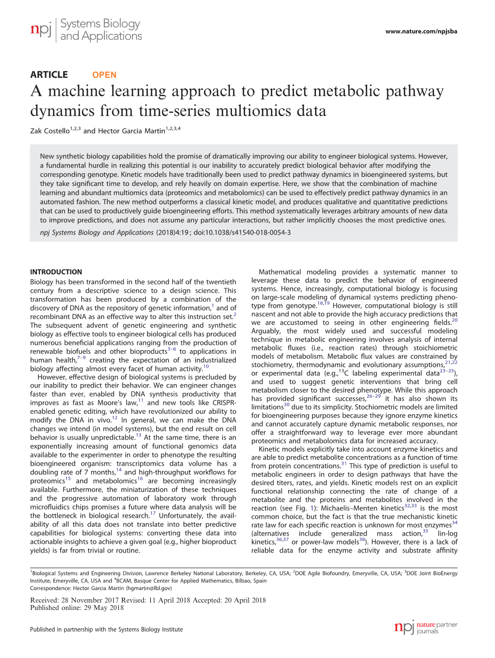 A Machine Learning Approach to Predict Metabolic Pathway Dynamics from Time-Series Multiomics Data