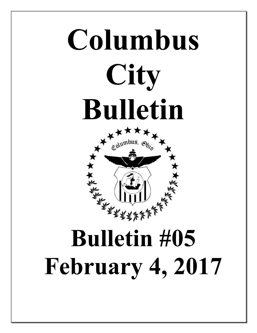 Bulletin #05 February 4, 2017