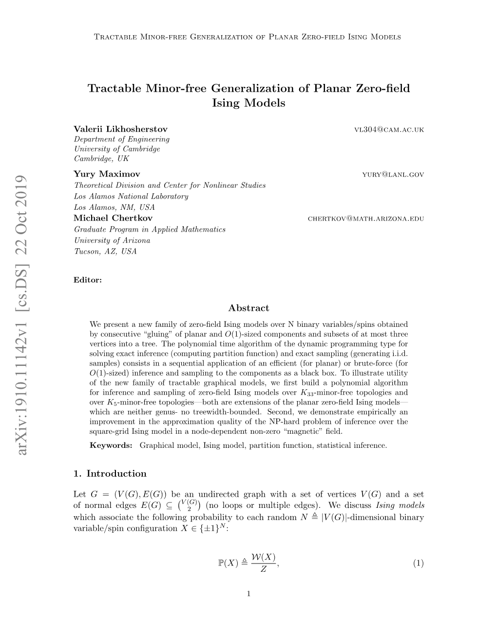 Arxiv:1910.11142V1 [Cs.DS] 22 Oct 2019