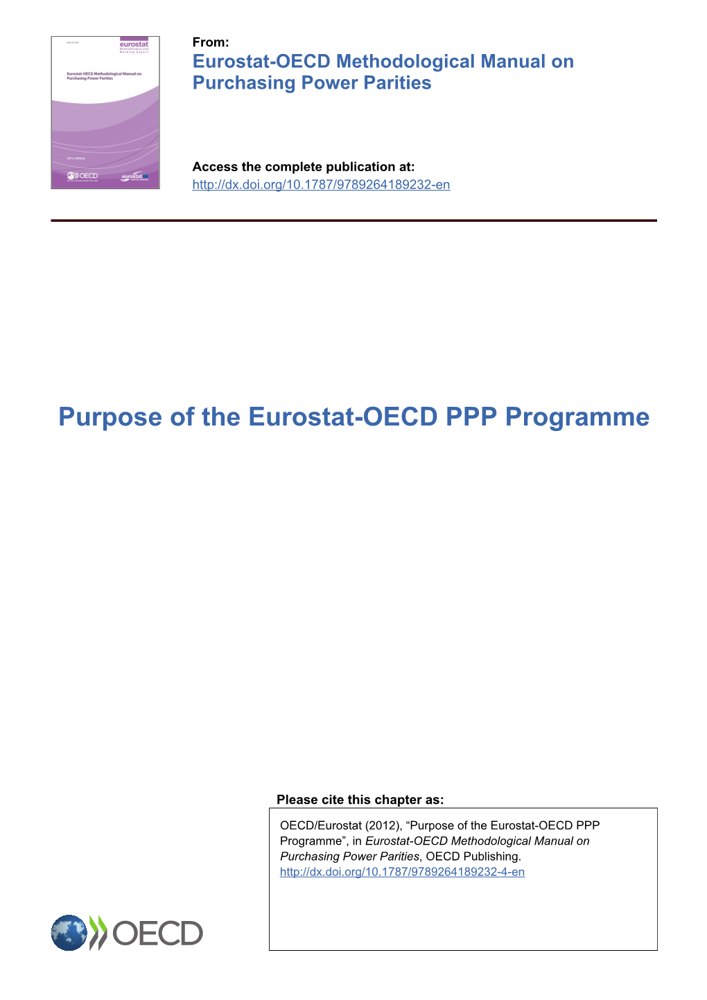 Purpose of the Eurostat-OECD PPP Programme