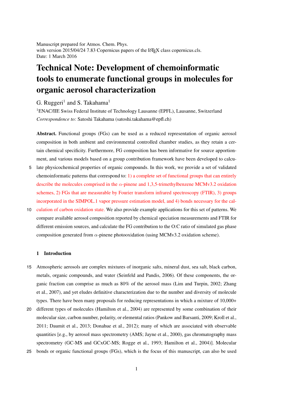 Development of Chemoinformatic Tools to Enumerate Functional Groups in Molecules for Organic Aerosol Characterization G