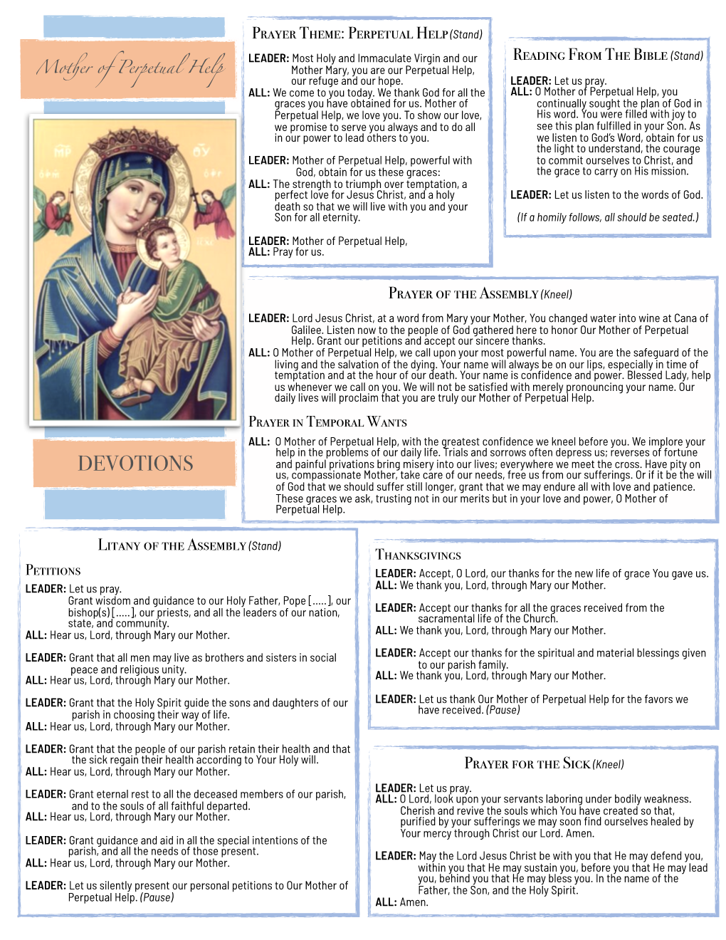 Mother of Perpetual Help Devotions