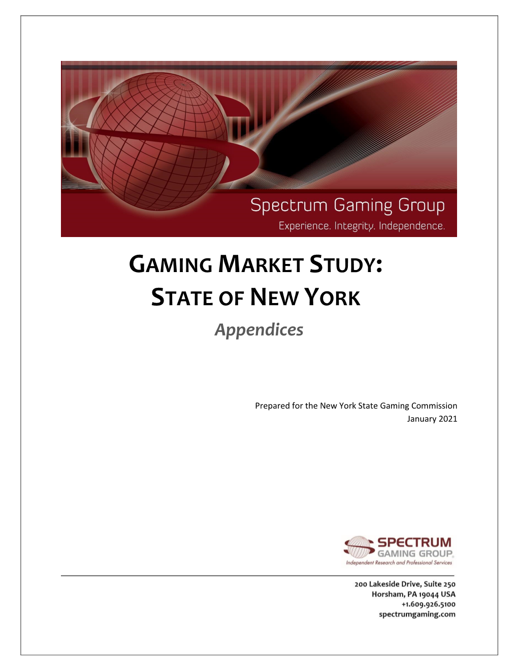 Gaming Market Study: State of New York – Appendices