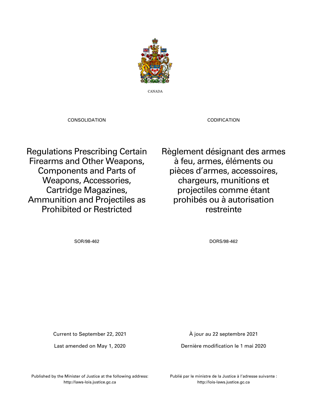 Regulations Prescribing Certain Firearms and Other Weapons, Components and Parts of Weapons, Accessories, Cartridge Magazines, A