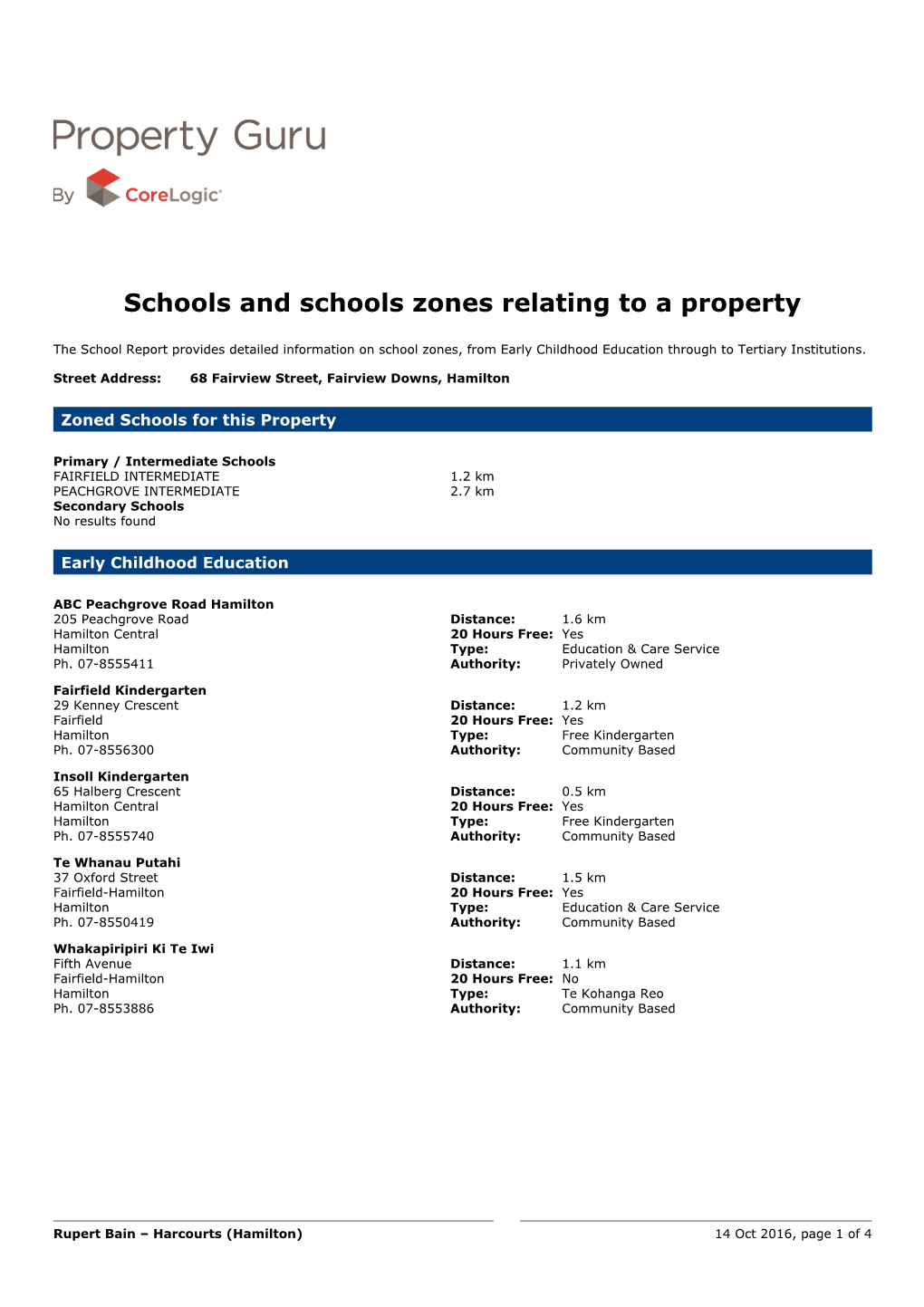 Schools and Schools Zones Relating to a Property