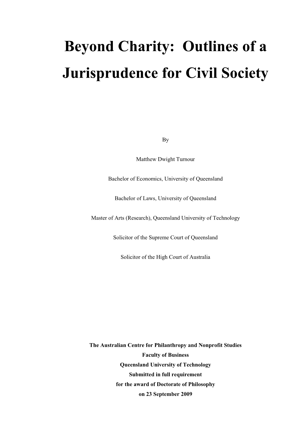 Beyond Charity: Outlines of a Jurisprudence for Civil Society