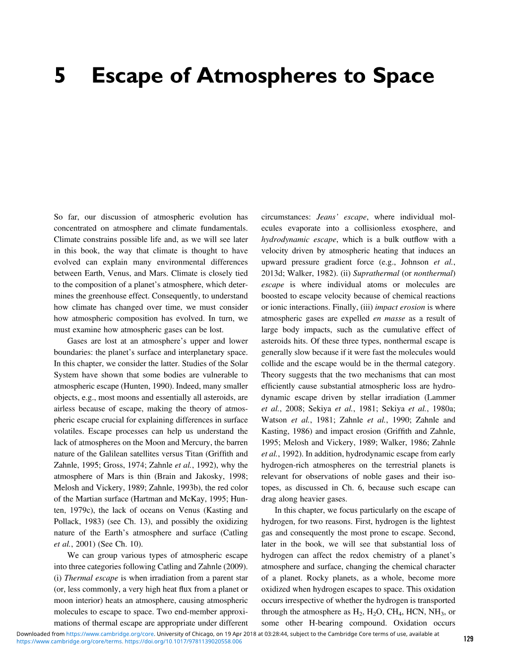 5 Escape of Atmospheres to Space