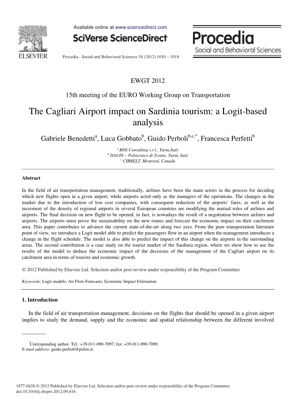 The Cagliari Airport Impact on Sardinia Tourism: a Logit-Based Analysis