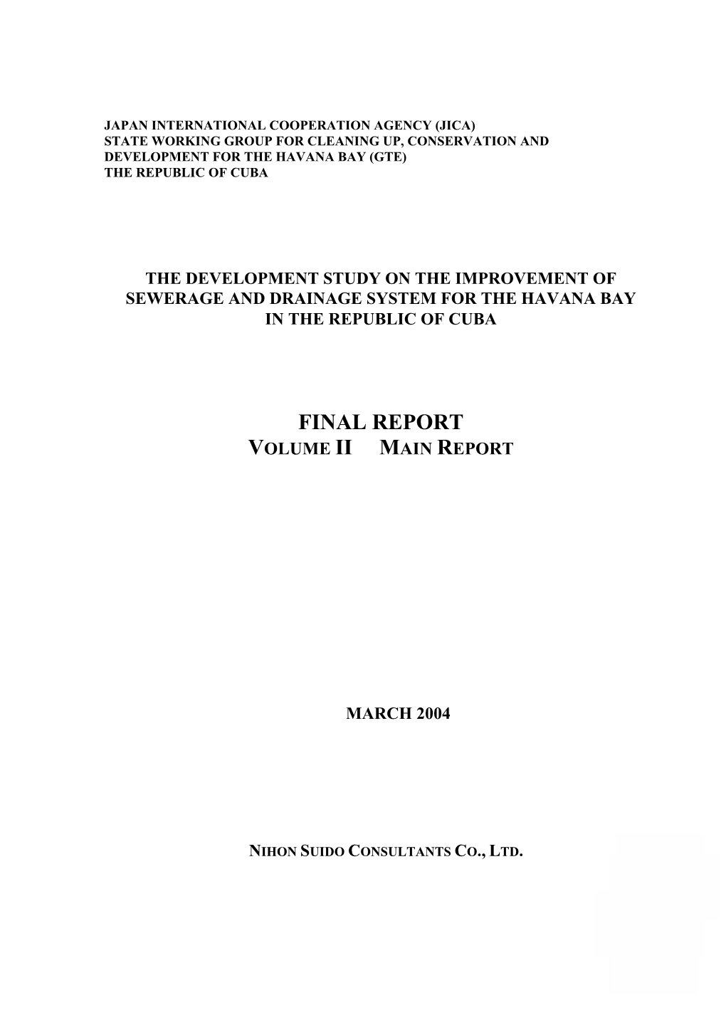 Final Report Volume Ii Main Report