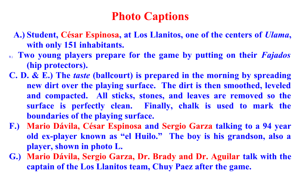 Photo Captions