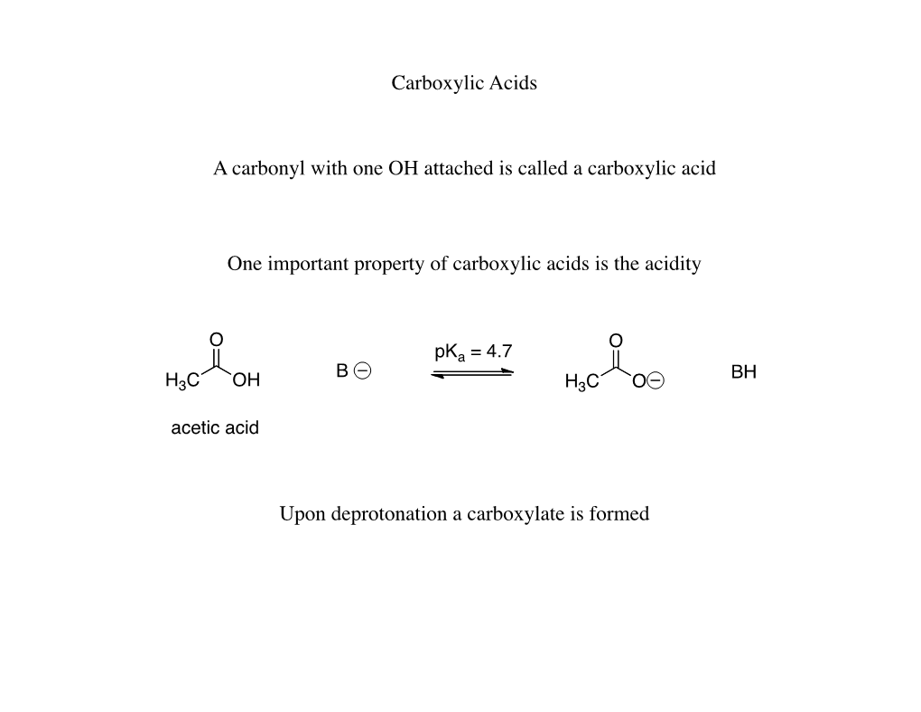 Carboxylic Acids a Carbonyl with One OH Attached Is Called a Carboxylic