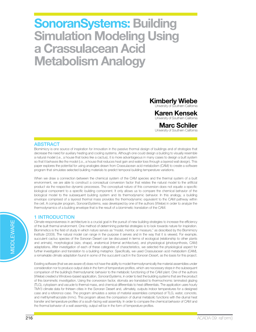 Building Simulation Modeling Using a Crassulacean Acid Metabolism Analogy