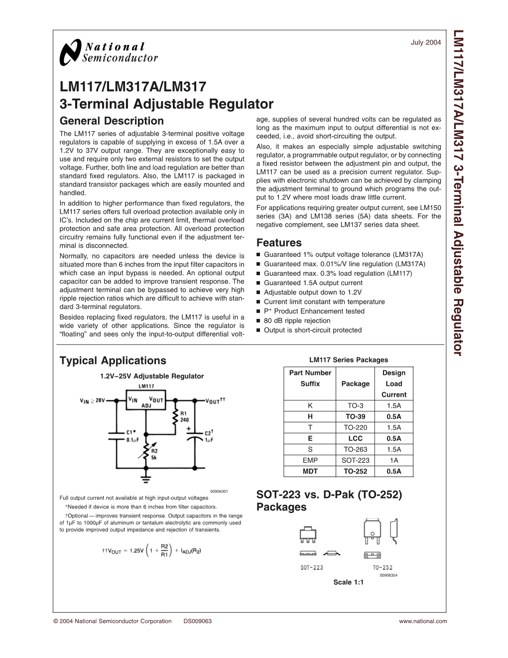 LM117/LM317A/LM317 3-Terminal Adjustable Regulator