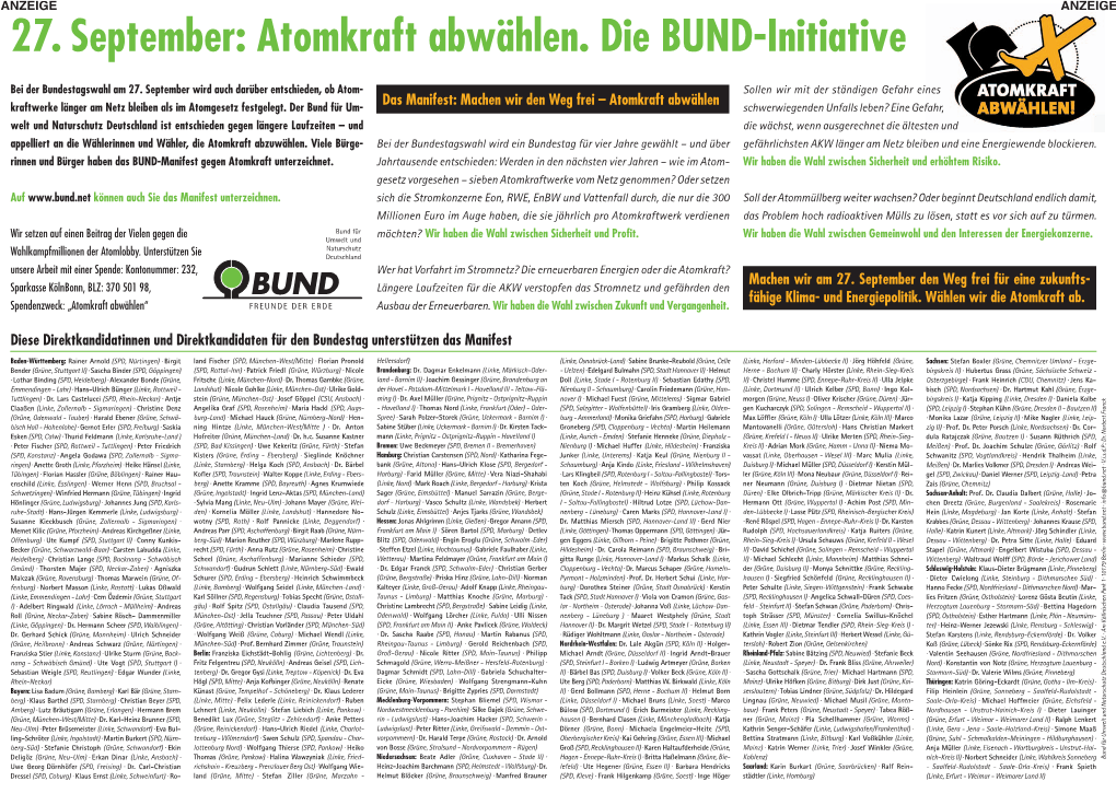 27. September: Atomkraft Abwählen. Die BUND-Initiative