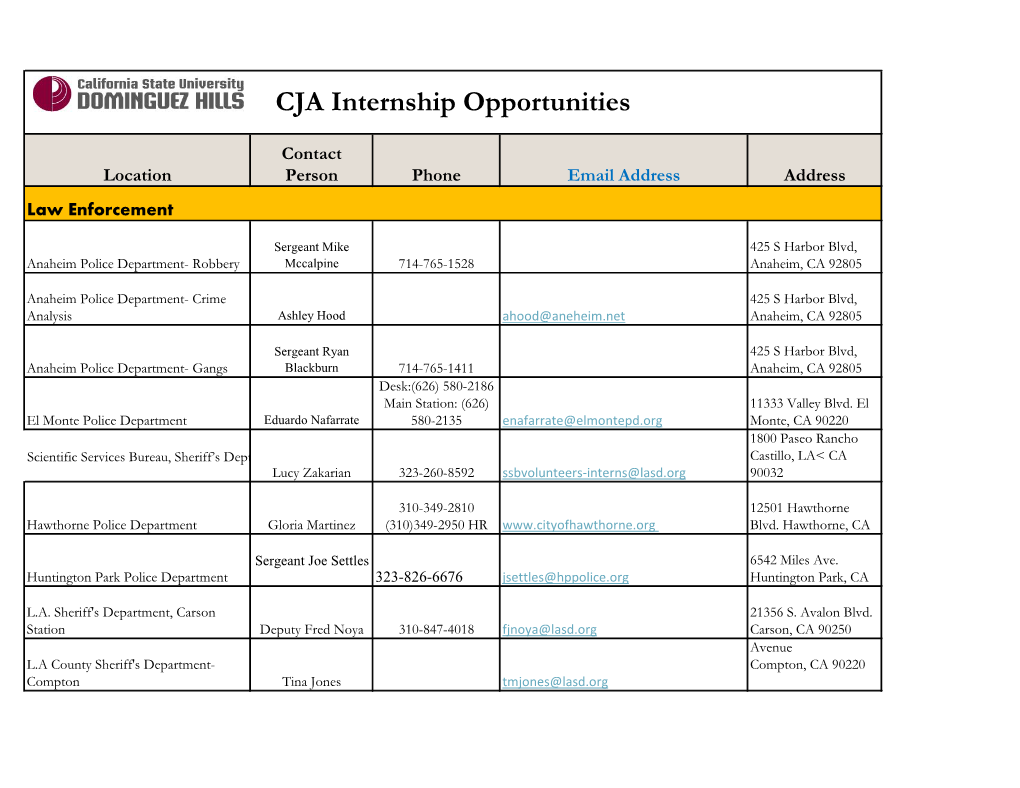 CJA Internship Opportunities