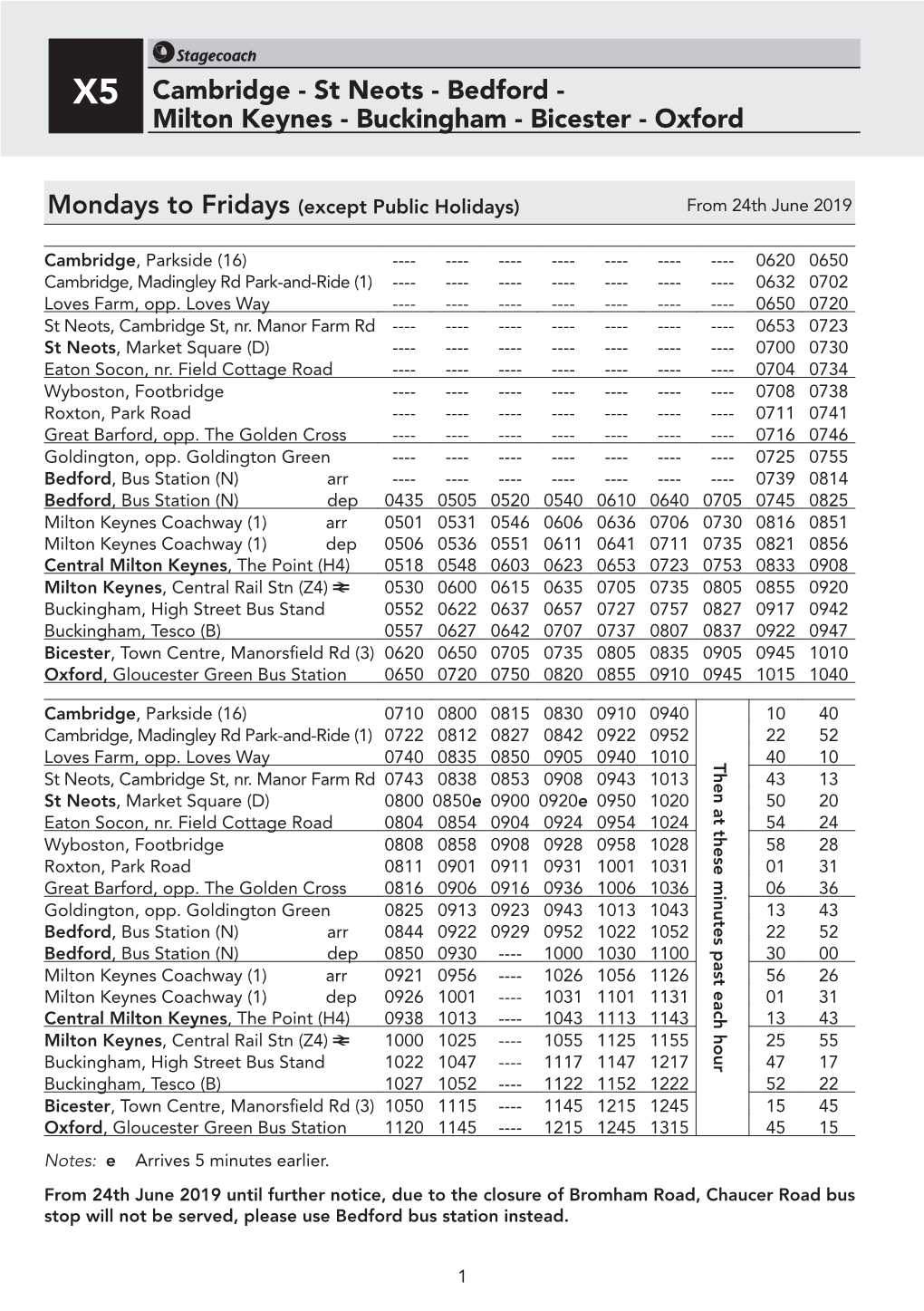 X5 Cambridge - St Neots - Bedford - Milton Keynes - Buckingham - Bicester - Oxford