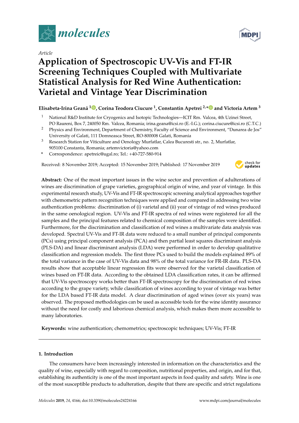 Application of Spectroscopic UV-Vis and FT-IR