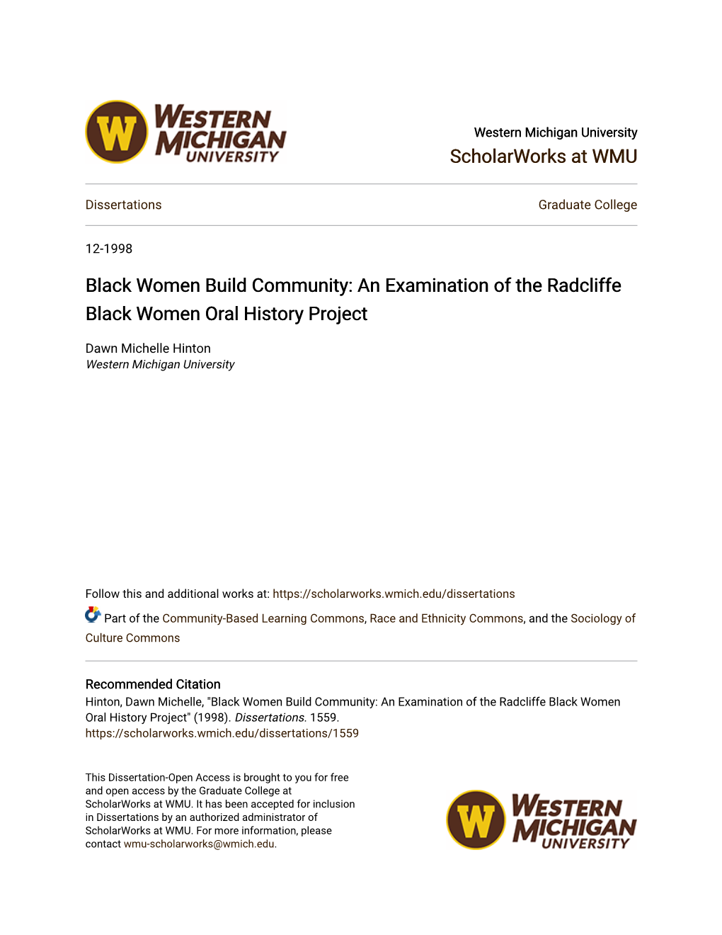 An Examination of the Radcliffe Black Women Oral History Project
