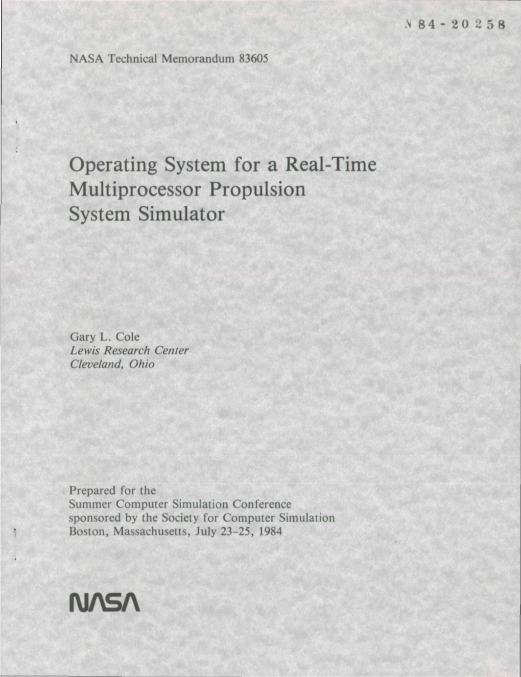 Operating System for a Real-Time Multiprocessor Propulsion System Simulator