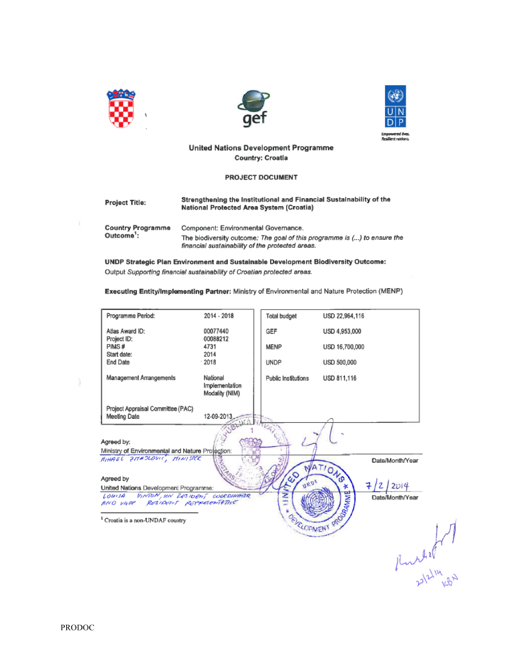 PIMS 4731 Croatia National Pas UNDP PRODOC