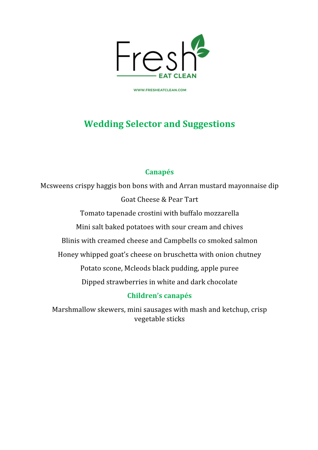 Wedding Selector and Suggestions