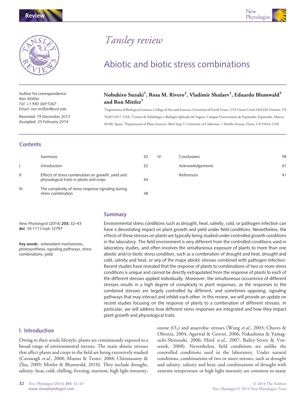 Abiotic and Biotic Stress Combinations