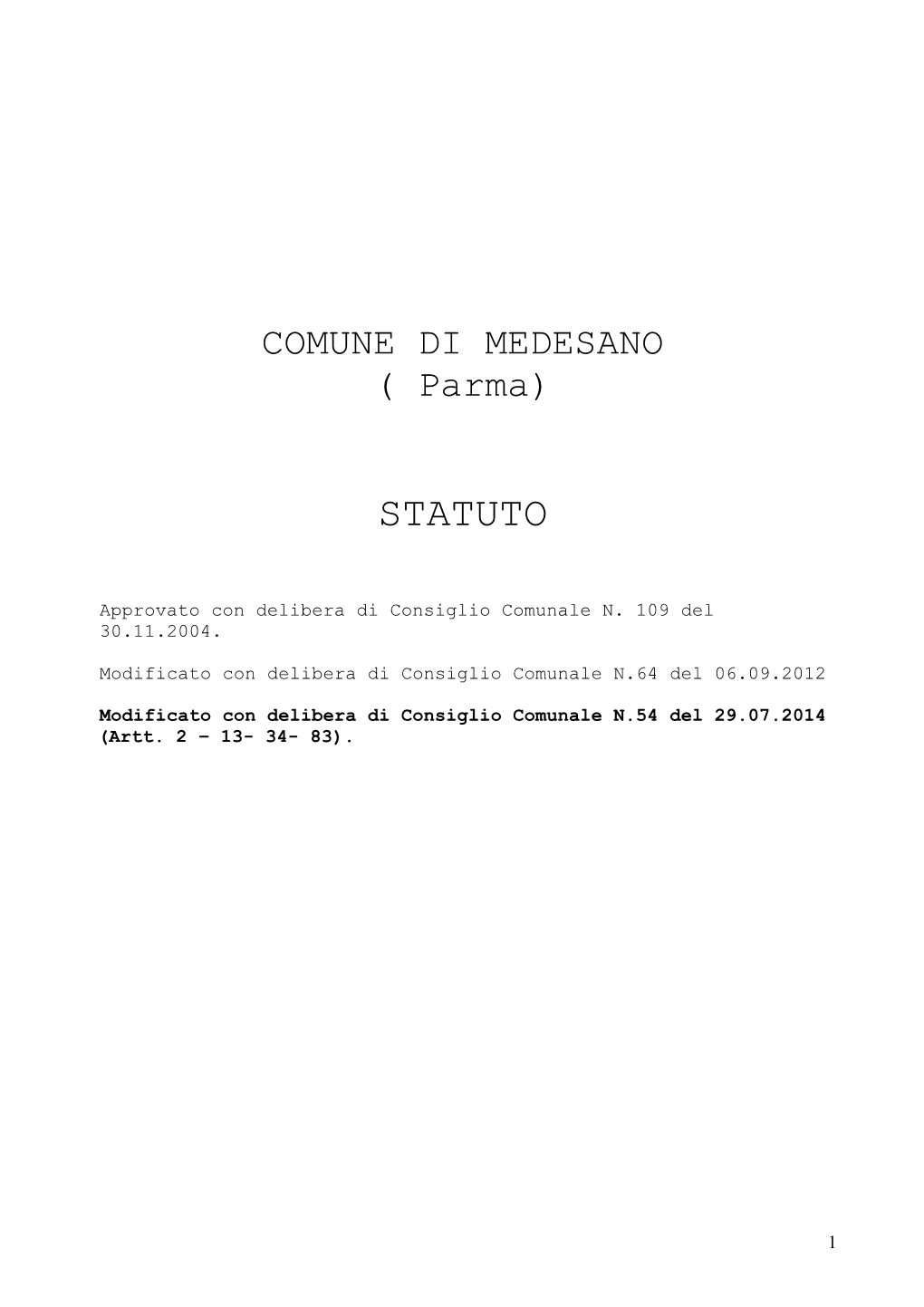 Statuto Comune Di Medesano