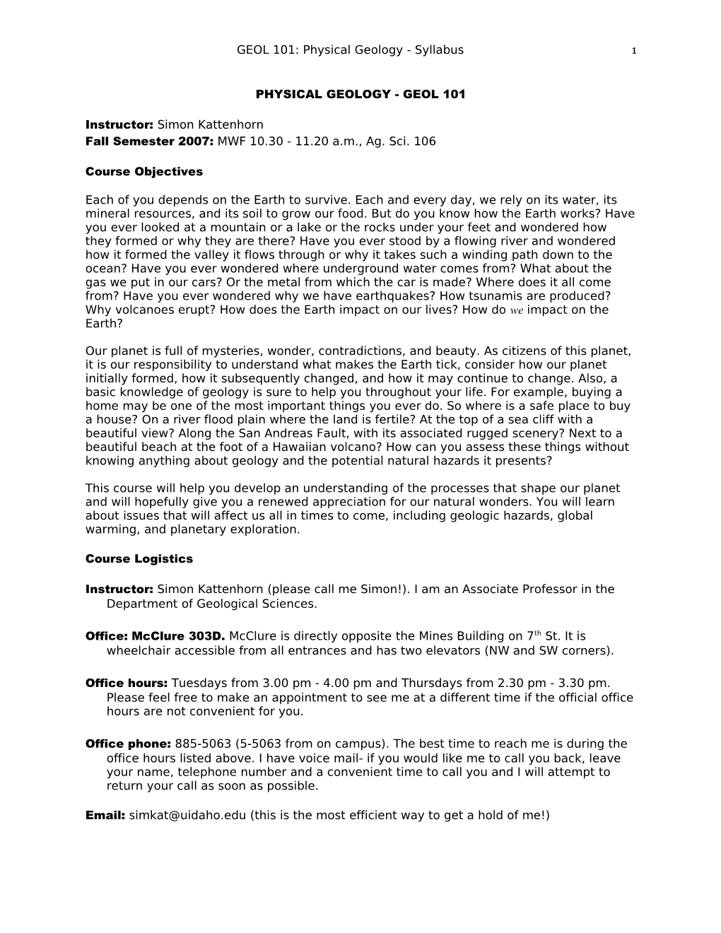 Seismic Hazards Analysis - Geoe/Geol 444