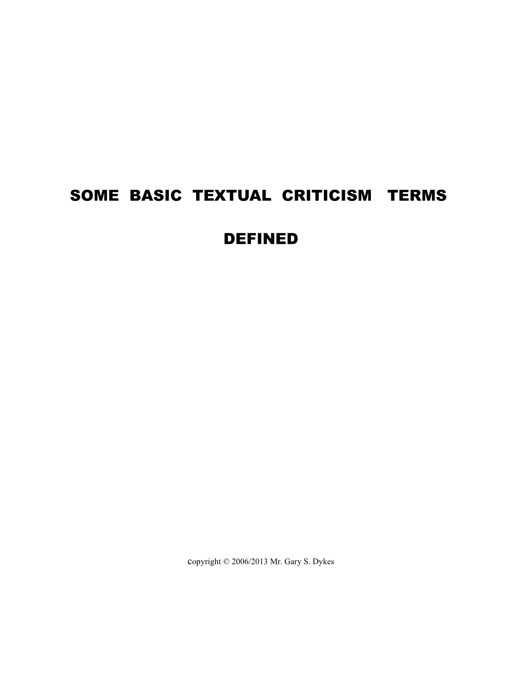 Biblical Criticism Terms Defined