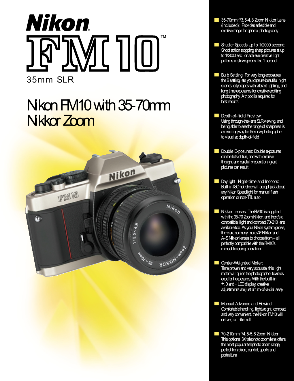 Nikon FM10 35Mm SLR Brochure