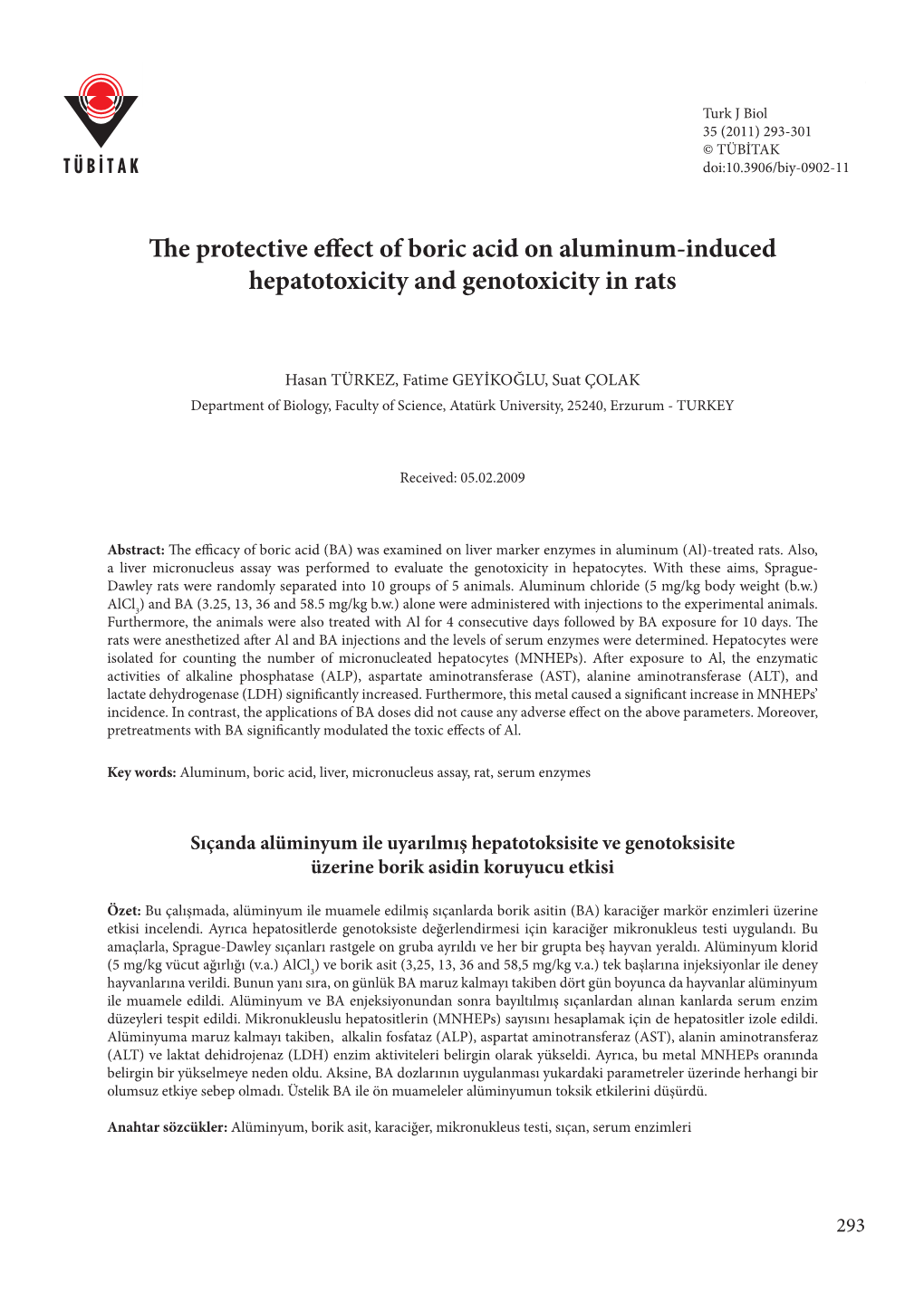 The Protective Effect of Boric Acid on Aluminum-Induced Hepatotoxicity