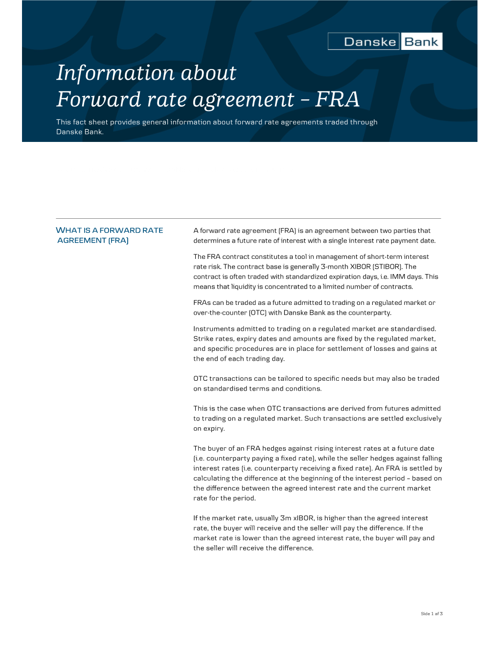 Information About Forward Rate Agreement –